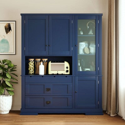 Duża niebieska spiżarnia z nadstawką i szufladami