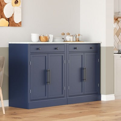 Zestaw 2 szafek z blatem marmur-look