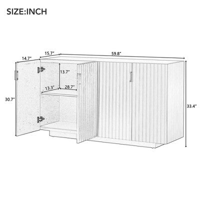 Niebieski kredens z ryflowanymi frontami