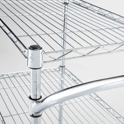 Chromowany wózek stalowy, 3 półki